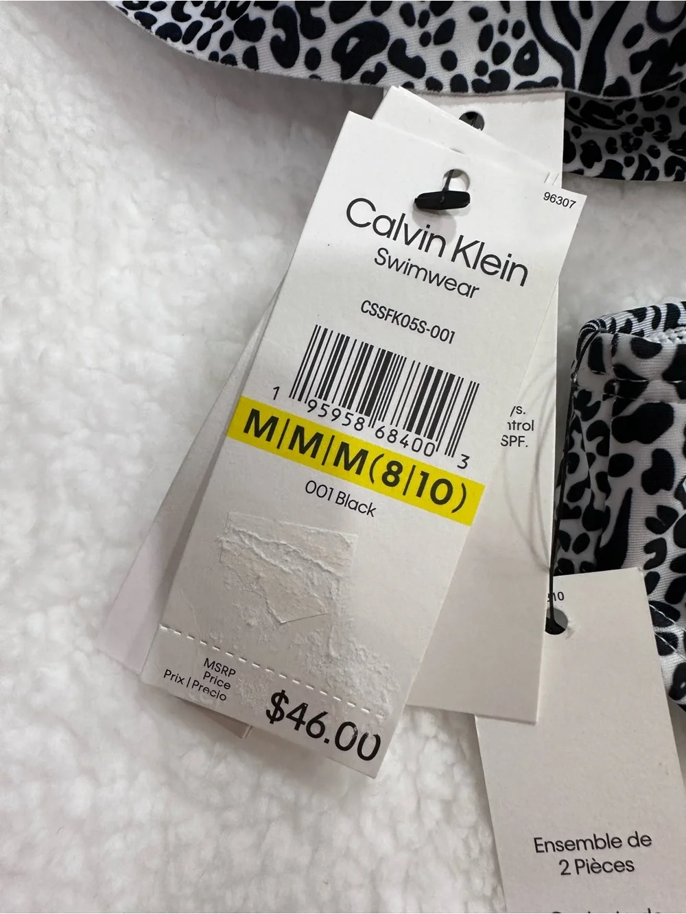 Girl’s Calvin Klein Black & White Animal Print Ruffle Bikini Set
